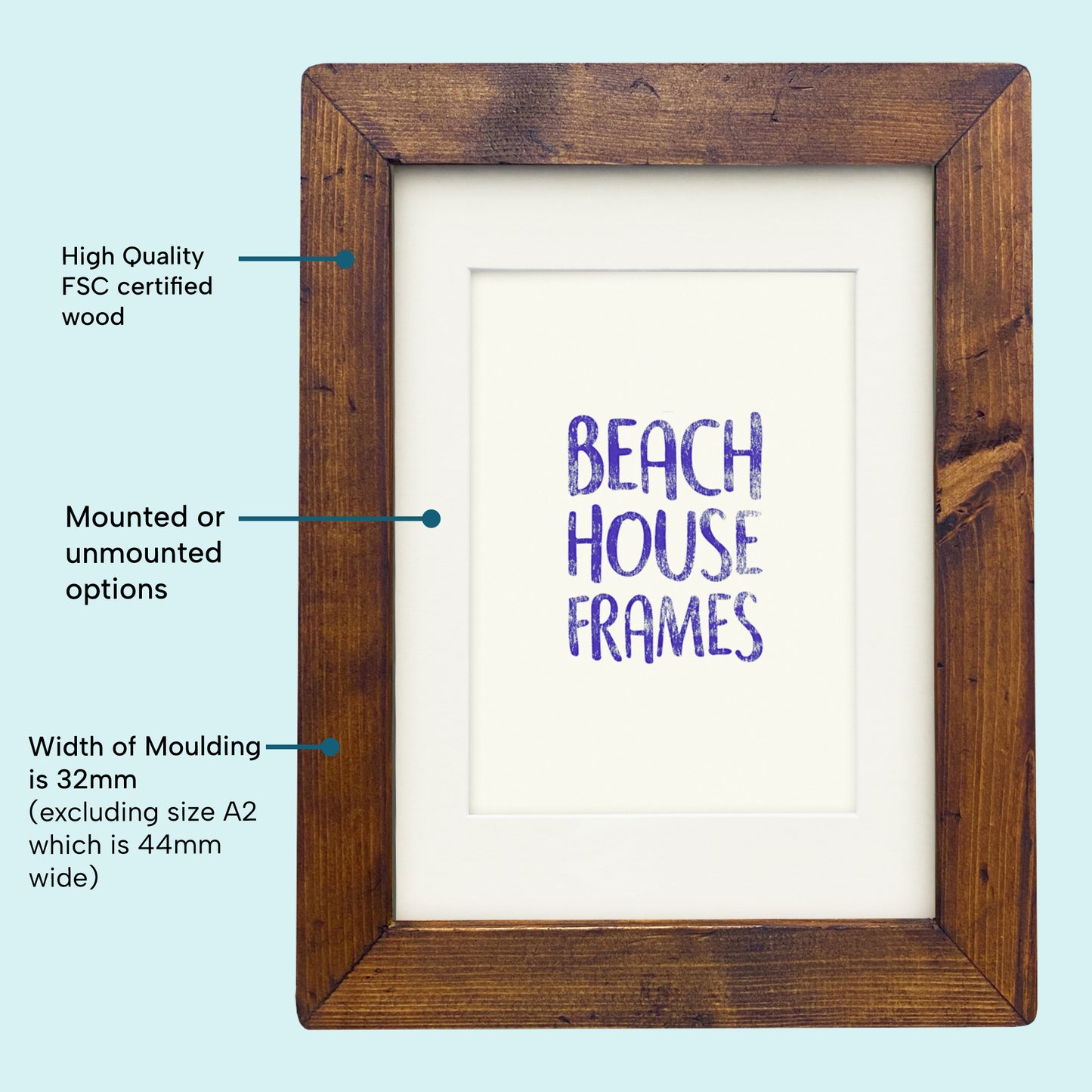 Dark Oak Picture Frame A2, A3, A4, A5, 5x5, 5x7, 6x6, 5x7, 6x8, 8x10, 11x1 image 2