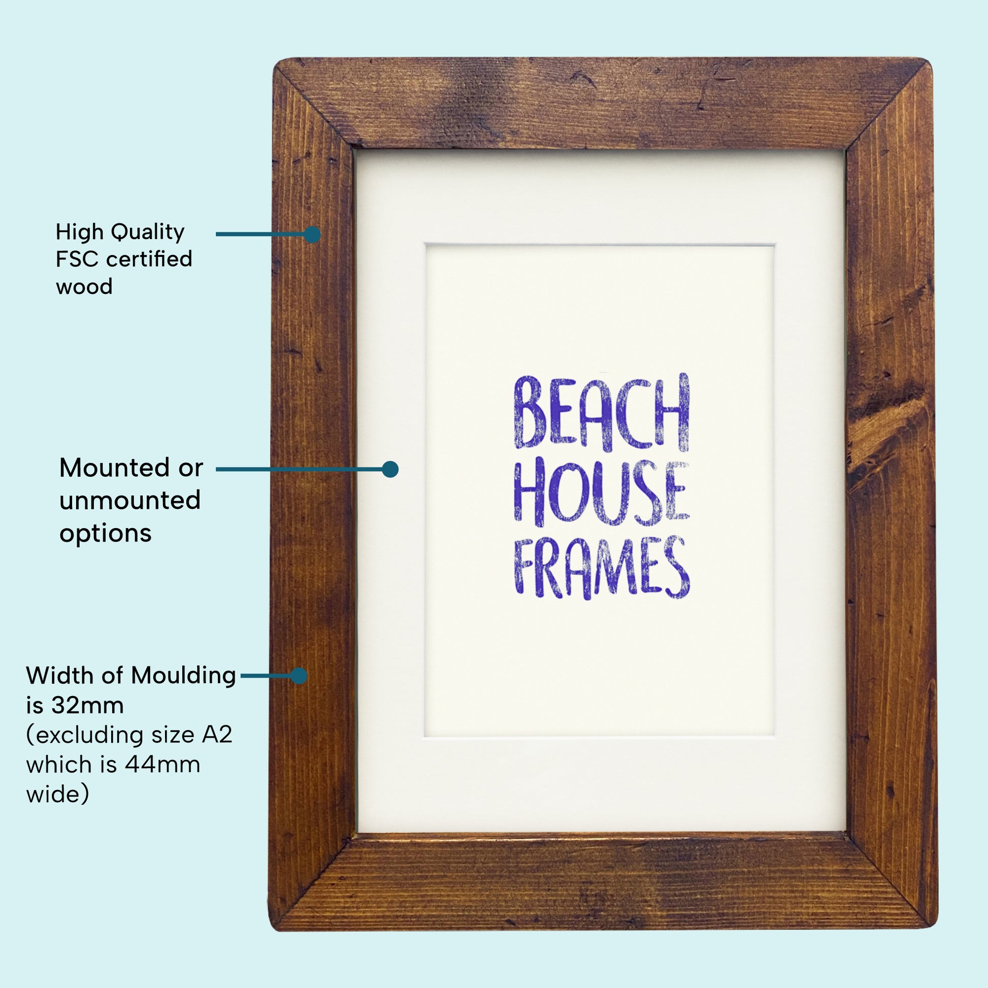 Dark Oak Picture Frame A2, A3, A4, A5, 5x5, 5x7, 6x6, 5x7, 6x8, 8x10, 11x1 image 2